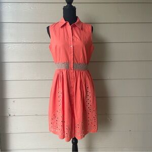 Alex Marie Coral Sleeveless Eyelet Midi Dress